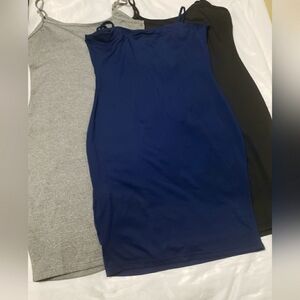 Gray, Blue, and Black Slip Dresses, Set Of 3